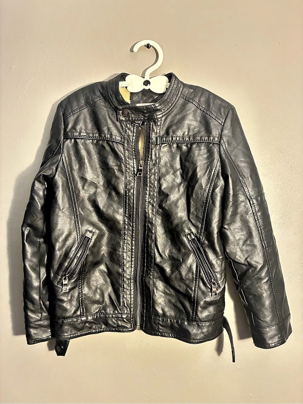 LYH Girls Black Moto Jacket Size 7-8 Years